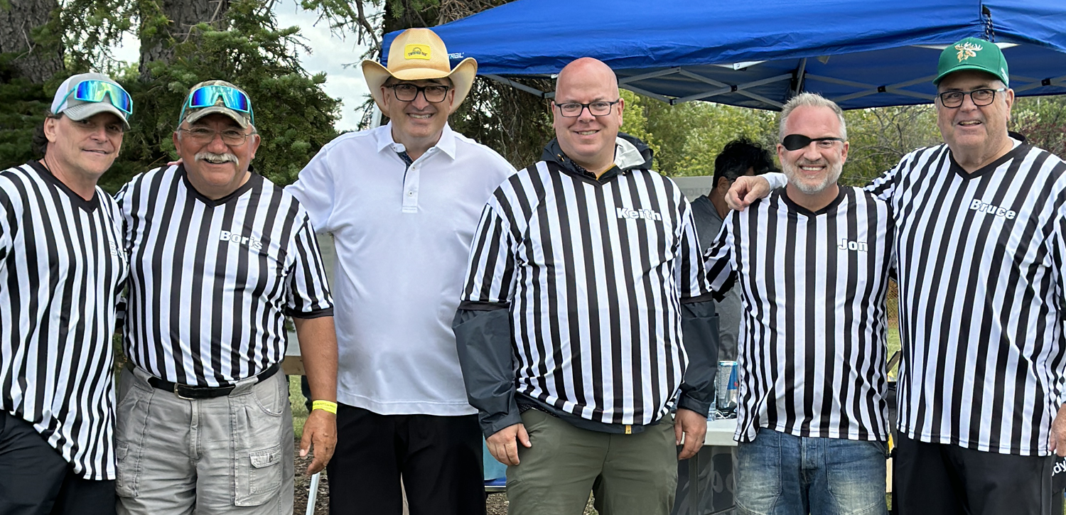 Joe Aiello and refs at the annual Bocce Ball tournament